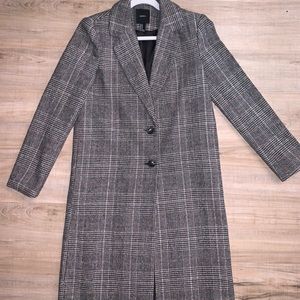 Forever21 brand. Plaid knee length coat. Size M. Like new, only wore once.